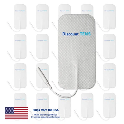 DISCOUNT TENS TENS 2"x4" Premium Wired Electrode Pads, 20 Pads (10 Pair)