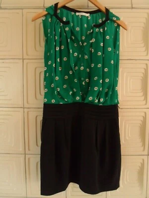 See U soon Damen Sommer Blusenkleid grün/beige gemustert/schwarz Gr. S - Bild 1 von 4