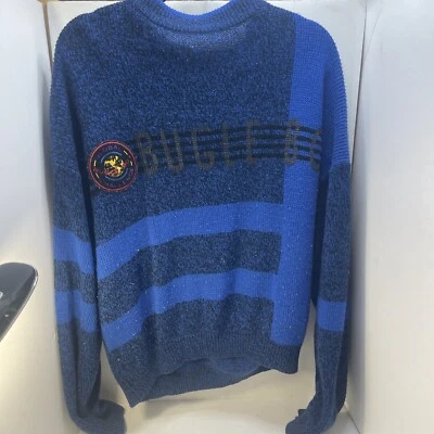 Vintage Bugle Boy Sweater Global Challenge Geometric Pattern Green Black Mens L - Image 1 of 4