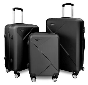 Trendy Hard Shell Lightweight ABS Suitcase Set 8 Wheel Travel Luggage Trolley
