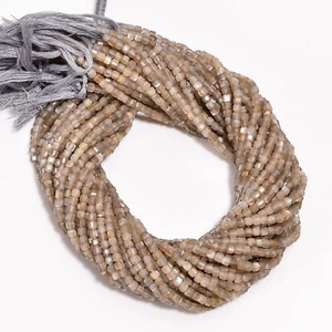 Grey Moonstone Gemstone Box Shape Micro Faceted Beads 3X3 mm Strand 12.5" GB-691 - Picture 1 of 3