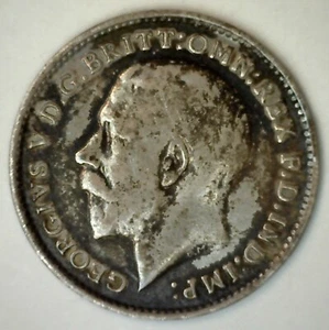 1915 Great Britain Silver 3 Pence Coin Extra Fine Circulated George V Ruler XF - Picture 1 of 2