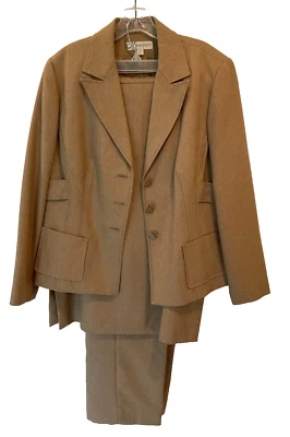 LARRY LEVINE PARA VESTIR GRANERO MUJER 3 PIEZAS MARRÓN ESPIGA FALDA, PANTALONES, CHAQUETA 14 Foto 1 de 4