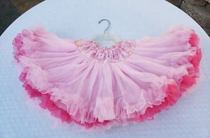 Popatu Small Size 4 Girl Tutu Pink Ruffle Tulle Circle Ballet Skirt Satin Top - Picture 1 of 6