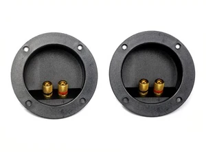 1pair 3" Speaker Inlet Terminal Set Gold plated 2p Plastic Housing Black #3109 - Picture 1 of 9