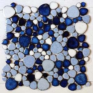 Mix Blue Pebble Porcelain Mosaic For Wall And Floor Tile - Picture 1 of 3