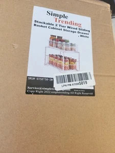 2 Ebenen Schrank Aufbewahrung Organizer Körbe mit Schiebeschublade Weiß  - Bild 1 von 3