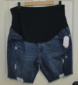 Nuevo con etiquetas Time and Tru Maternidad Bermudas Jean Corto Mujer XL 16-18 Envejecido 58-26691 - Imagen 1 de 4