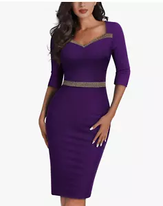 AISIZE Women's 50s Vintage Square 3/4 Sleeve Cocktail Party Dress - Picture 1 of 3