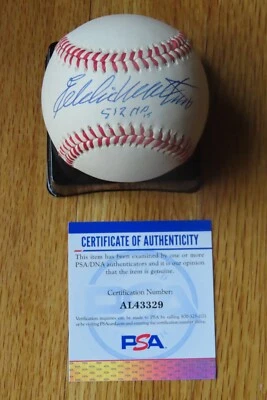 HOFer EDDIE MATTHEWS signed MILWAUKEE BRAVES NL Baseball PSA AL43329 512 HRs - Image 1 of 2