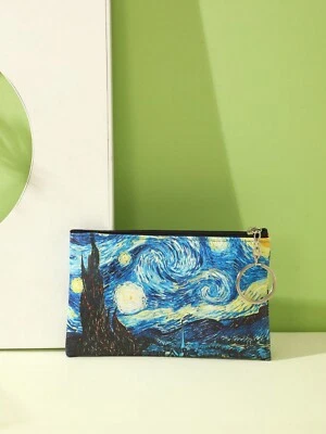 Van Gogh Starry Night Coin Case – Stylish Zipper Purse for Coins, Cards & Cash