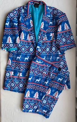 SUITMEISTER Men’s Sz L/42-44 Holiday Suit Short Sleeve Blazer& Shorts Blue - Image 1 of 4