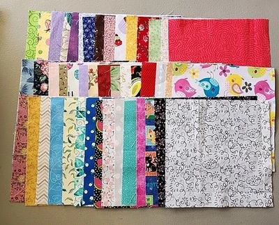 8" Cotton Fabric Quilt Squares ECLECTIC RANDOM MIX 45 pcs No Duplicates - Image 1 of 4
