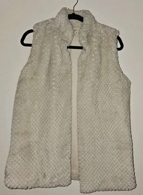 Indigo Soul 人造毛皮背心 美丽象牙色 极其柔软 女式 M 码 — 第 1/4 张图片