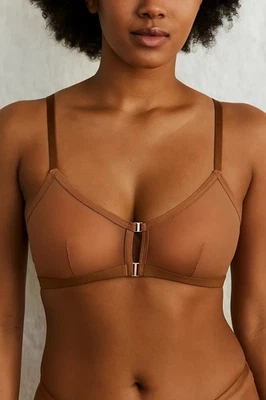 Auden tamanho XS liso sem forro racerback sem fio marrom sexy frente aberta - Imagem 1 de 4