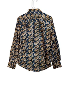 Platini Camicia Uomo Slim Fit M Oro Blu Stampa Barocca - Audace Elegante Look Elegante - Foto 1 di 9