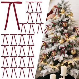 24 Stck. 3/8 Zoll breit 5 * 7 Zoll rot Samt Schleifen Vintage Weihnachtsbaum Band & B... - Bild 1 von 6