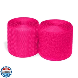 Neon Pink Hook and Loop 2 Inch x 1 Yards Sew On Non-Adhesive Nylon Strips Wid - Picture 1 of 5