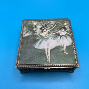 Vintage Brass Jewelry Trinket Box "Danseuses En Jaune" by Degas Inspiration - Picture 1 of 7