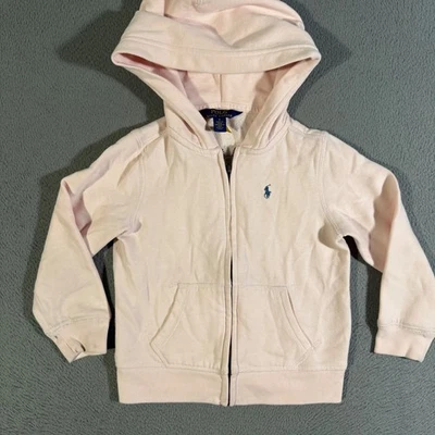 Polo Ralph Lauren Girl's Pink Full Zip Hoodie Sweatshirt Size 5 Kids - Image 1 of 4