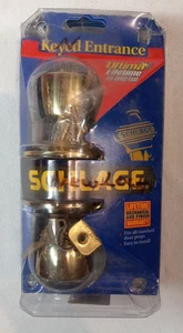 Puerta de entrada con llave Schlage serie F latón brillante. * Leer descripción * - Imagen 1 de 11