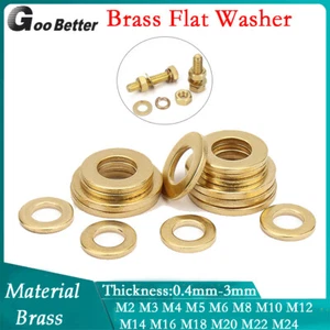 Brass Flat Washer Plain Gasket Pad Copper Sealing Washers M2 M3 M4 M5 M6 M8-M24 - Picture 1 of 93