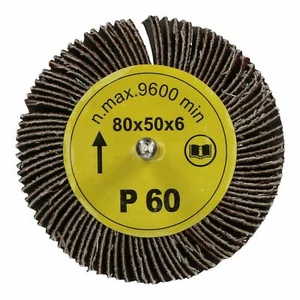 Almohadilla de lijado abrasiva de disco de rueda con solapa de 80 mm x 50 mm para taladros paquete de 60 granos - Imagen 1 de 3