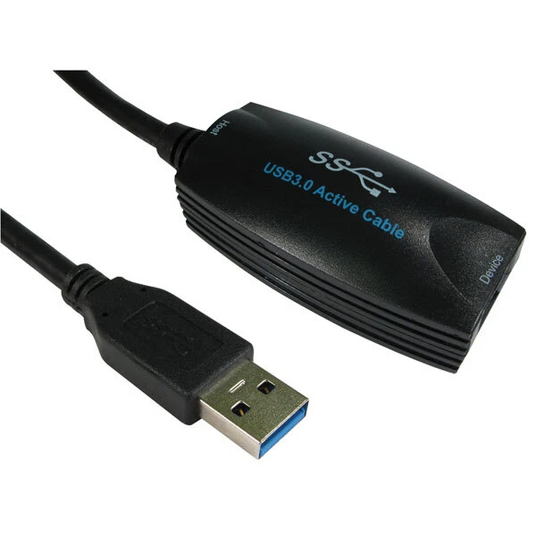 RVFM USB3-EXT-5MTR USB 3.0 A Male - Female Active Extension Cable Black 5m - Image 1 of 1