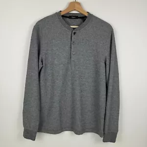 Theory Classic Henley Thermal Pullover Long Sleeve Shirt Gray Mens Medium M - Picture 1 of 10