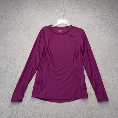 Athleta Shirt Women Large Purple Long Sleeve Top Tee Yoga Gym Running Wild Crew - Image 1 of 4