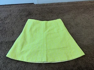 J. Crew Jacquard Neon A Line Mini Skirt Yellow Geometric Highlighter Flare 8 $78 - Picture 1 of 6