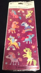 Álbum de recortes de pony colorido pegatinas brillantes de sello 2 hojas 36 pegatinas - Imagen 1 de 6