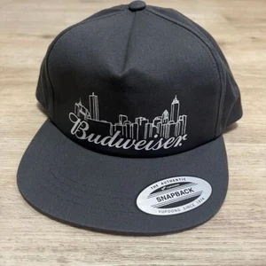 Cappello snapback Budweiser birra Boston Skyline grigio Yupoong vintage papà - Foto 1 di 6