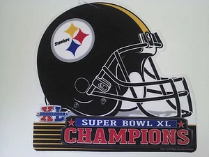 Pittsburgh Steelers Super Bowl XL Champions Felt Helmet Sign 13x14 Polamalu Ward - Picture 1 of 1