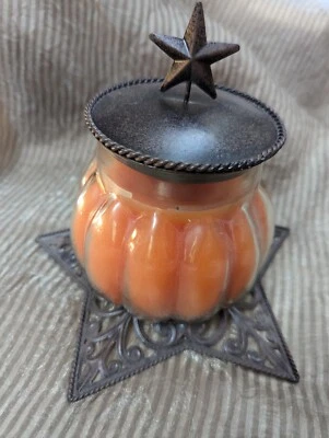 Home Interiors Homco Western Star base de vela metal marrom - Imagem 1 de 4