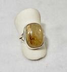 Golden Rutilated Quartz Rectangle Ring Sterling Silver Size 7.5 Clears Blockages