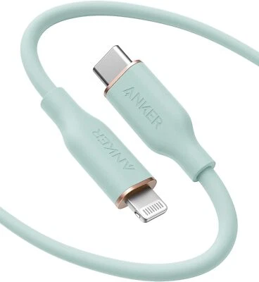 Anker PowerLine III Flow 6' GREEN USB-C to MFi Cable for iPhone 14 Pro Max 13 12 - Image 1 of 3