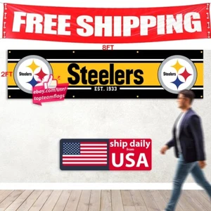 Pittsburgh Steelers Flag 2x8FT Banner NFL FAST FREE Shipping US SELLER - Picture 1 of 11