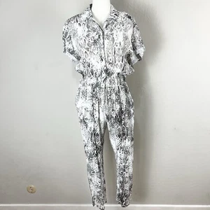 Maje Jumpsuit Python Snake Crepe Blouson Button Front Collared Size 1 = Small - Picture 1 of 13