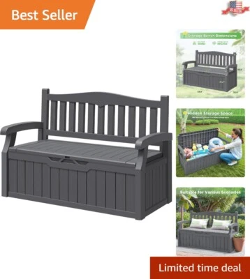 80 Gallon Outdoor Storage Bench - Lockable & Weather-Resistant Patio Furniture - Image 1 of 4