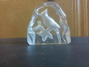 fermacarte uccellino in vetro inciso - Foto 1 di 2