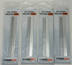 lot of 4 Conair Man Metal Handmade Dressing Comb || Silver || #93131 - Picture 1 of 4