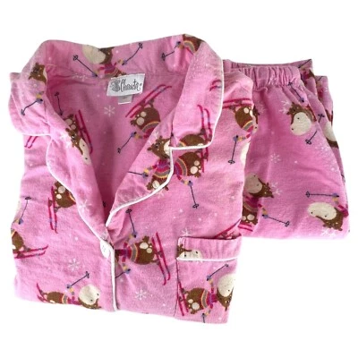 Conjunto de pijama de alce de esquí rosa para mujer franela de algodón por personaje talla grande Foto 1 de 4