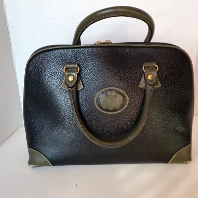 A Testoni Dinamico Black Leather Handbag With Green Corners - Image 1 of 4