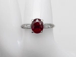 Vintage 1930s $7000 2.35ct GIA Certified RUBY Diamond Platinum Ring - Picture 1 of 7
