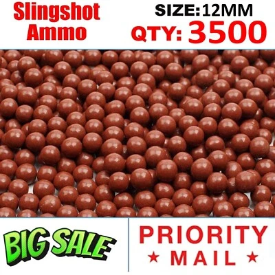 MINIDUINO 3500 Qty Count Biodegradable Slingshot Ammo 12mm Precision Hard Clay Balls