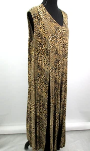 M.P.H. Maxikleid Damen Größe 18 Animal Print Ärmellos Krepp Vintage 90er - Bild 1 von 10