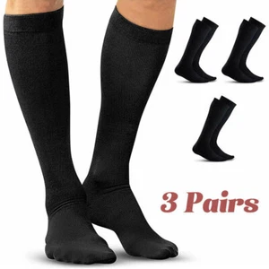 3 PAIRS Compression Socks Wide Calf Plus Size L Knee High 15-20mmHG Sports Socks - Picture 1 of 16