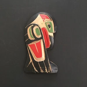 Arte de madera indígena Kwakiutl RAVEN tallado a mano nativo americano de la costa noroeste - Imagen 1 de 14