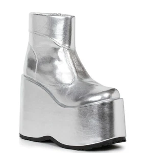 Ellie Shoes Disco Pimp Silver Halloween Costume Platforms Ankle Boots 500-FRANK - Picture 1 of 3